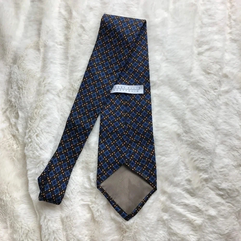 Perry Ellis Portfolio Black Blue Orange Tie